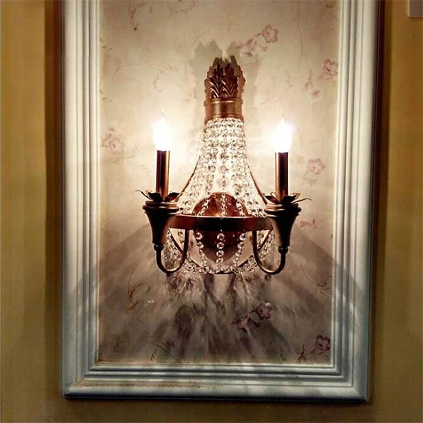 Американский Хрустальный подсвечник Настенные светильники для спальни