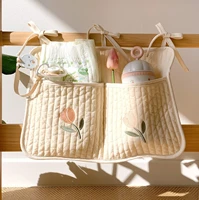 baby bed hanging bag crib storage diaper bag bottle feeding hanging bag portable bedside cotton fabric mommy bags