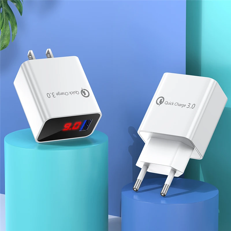 Быстрая зарядка 3 0 USB зарядное устройство для iPhone XS 11 6 7 8 Xiaomi Samsung Huawei 5V 3A цифровой