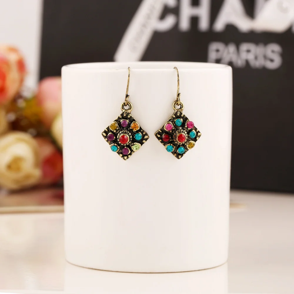 Винтажные богемные серьги для женщин Модные Этнические разноцветные висячие со