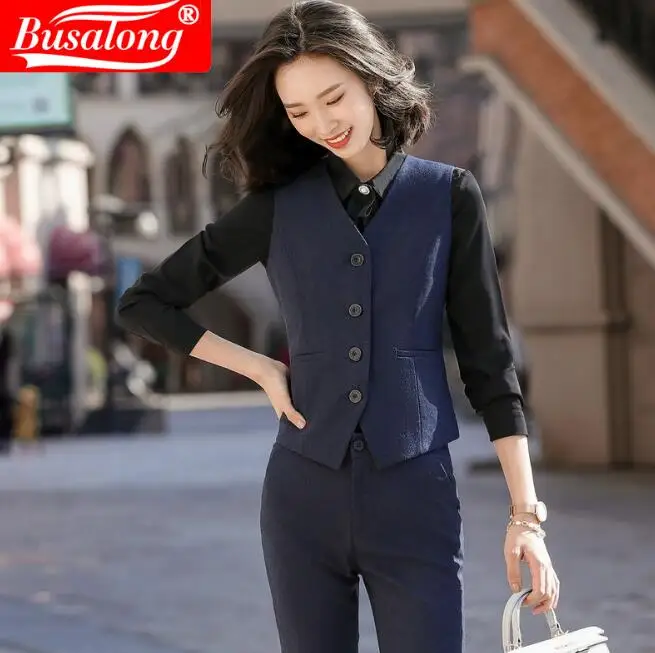 Модный деловой однотонный жилет новинка 2018 рабочая одежда Униформа облегающие