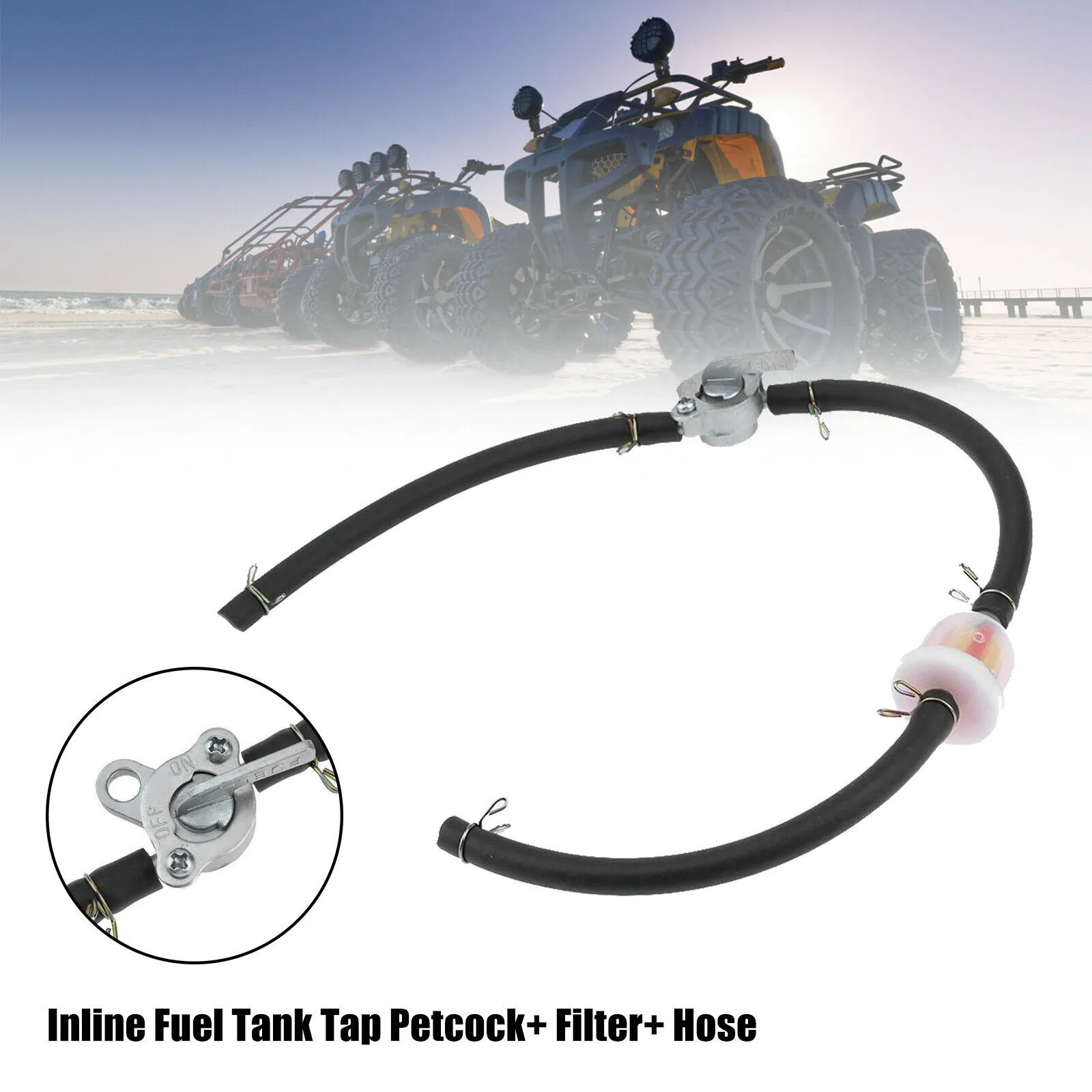

470mm/18.5" Inline Fuel Tank Tap Petcock+ Filter+ Hose Kit For P.it Dirt Bike ATV Motorcycle Fuel Tank Tap Petcock Hose Kit