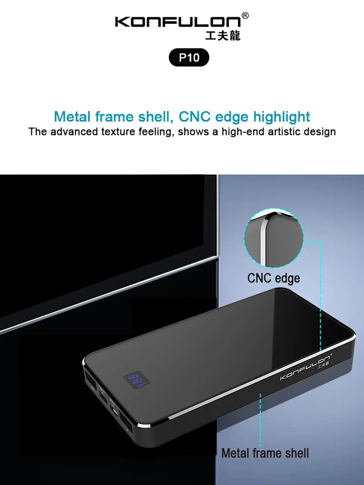 

TWO USB Output External Battery LED Display Power Bank Micro Portable Charger Quick For Iphone12 Samsung Xiaomi Huawei Oppo