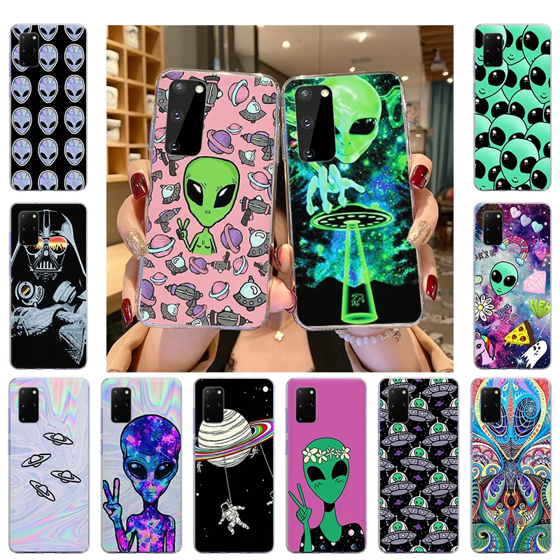 TPU Phone Case For Samsung Galaxy S20 FE S21 Ultra 5G S10 Lite S10E S8 S9 Plus S7 Silicone Soft Cover Abstract UFO Cute Alien