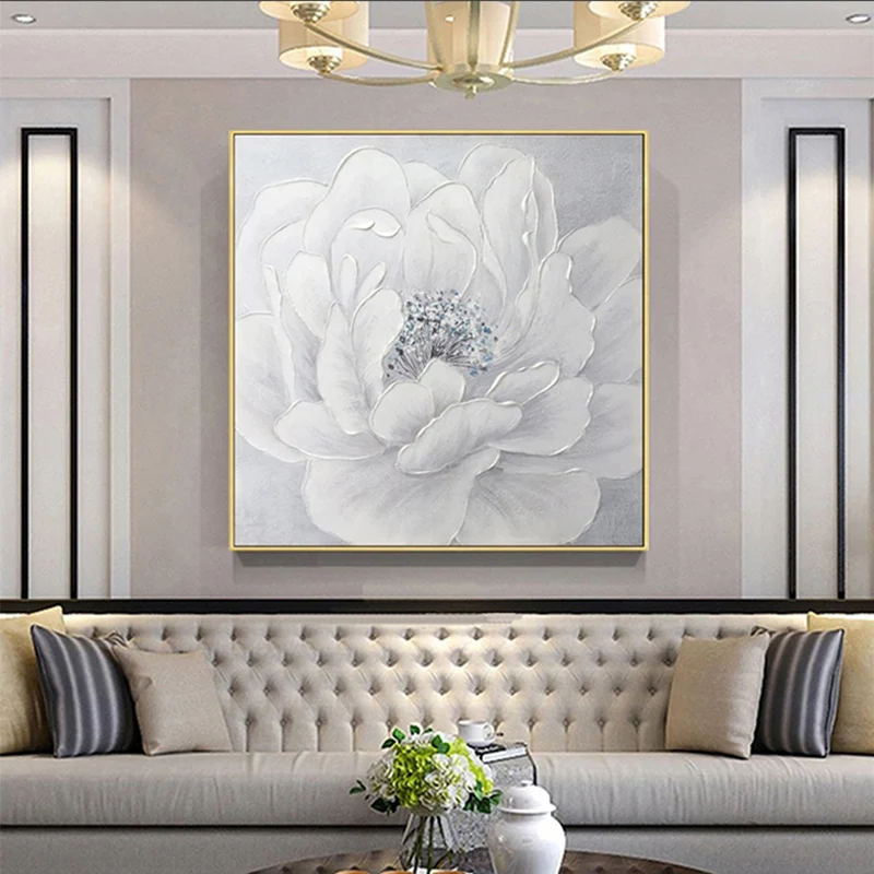 

Pure hand-painted peony flower oil painting living room hotel restaurant decoration painting handmade painting
