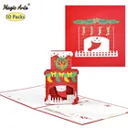 Поздравительные открытки с рождественским 3d-рисунком, 10 шт. в упаковке