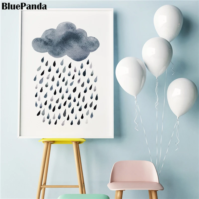 Картина на холсте с изображением темных облаков Минималистичная украшение для