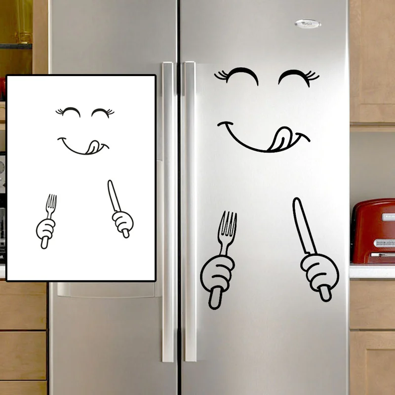 Креативная Милая наклейка на холодильник счастливое вкусное лицо кухонная