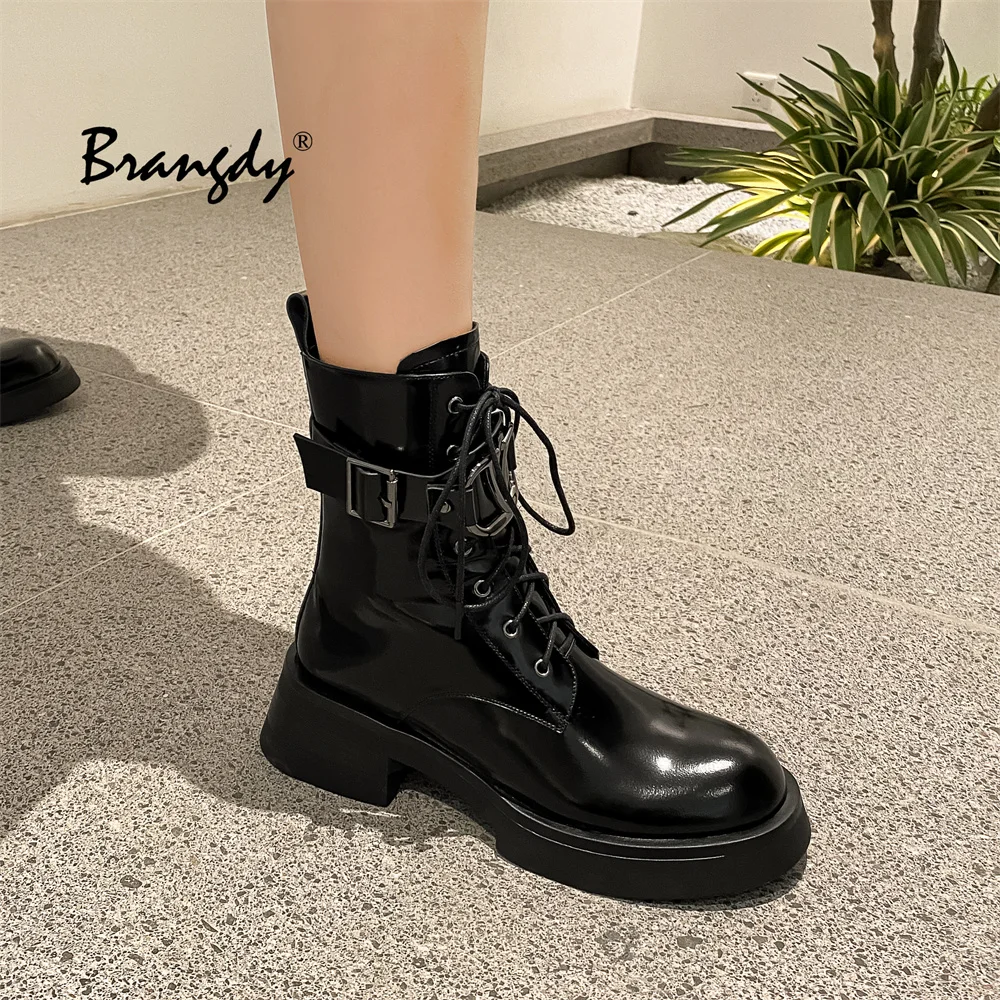 Ботильоны Brangdy для женщин массивные ботинки на платформе женские из натуральной