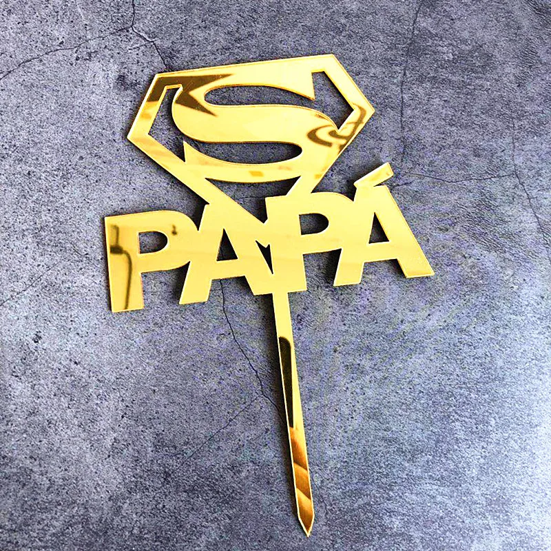 Новинка 2019 акриловый торт Super PAPA золотой черный Топпер для папы и кекса на День