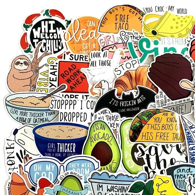 

10/30/50 PCS creative small fresh letters cartoon trolley case notebook waterproof stickers graffiti decoration wholesale