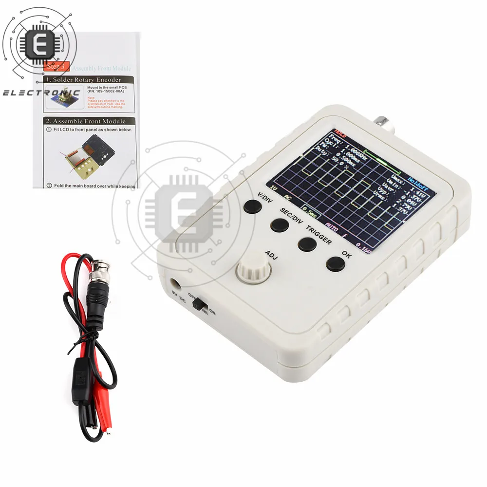 

2.4 Inch Digital Oscilloscope Kit With BNC-Clip Cable Probe DS0150 Oscilloscope Assembled 200KHz Oscilloscope
