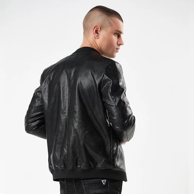 Куртка мужская из ПУ кожи приталенная Короткая кожаная куртка молодежная