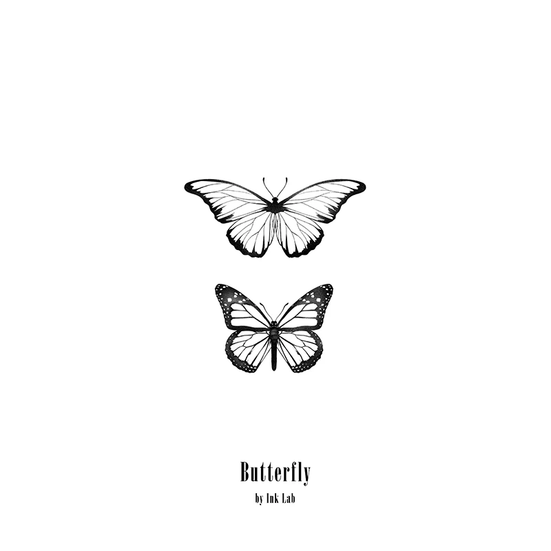 

42MM×19MM butterfly tattoo stickers waterproof men and women long lasting dark gothic clavicle line