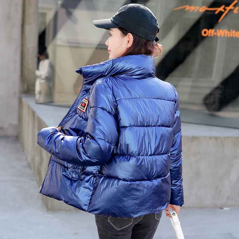 Новые яркие зимние куртки для женщин носящие черные Серебряные хлопковые