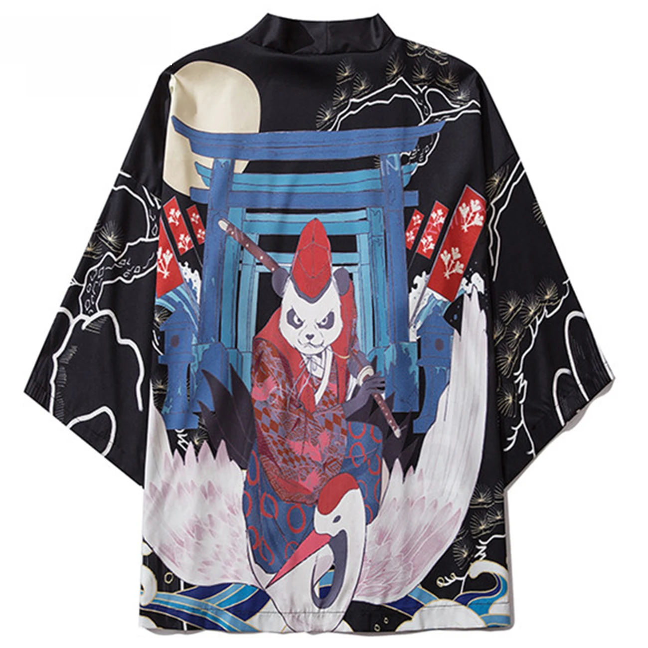 Пиджак-кимоно мужской с принтом панды свободная рубашка в стиле Харадзюку