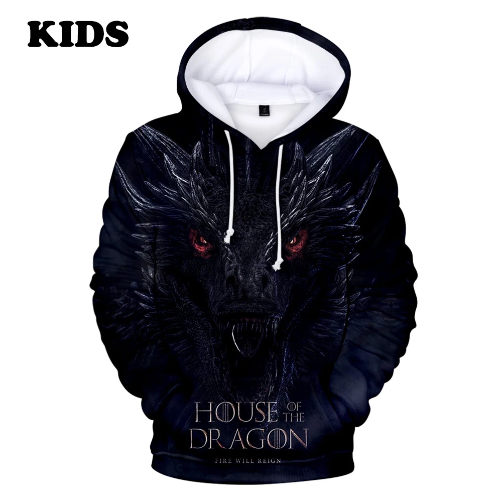

American Tv Series House of the Dragon Hoodie 2 to 14 years old Kids Sweatshirt Men's Hip Hop Streetwear Oversized hoodie