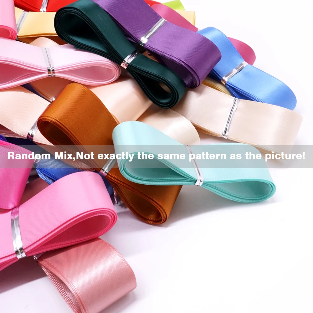 Дешевая Большая распродажа 20 однотонных цветов двухсторонняя атласная лента