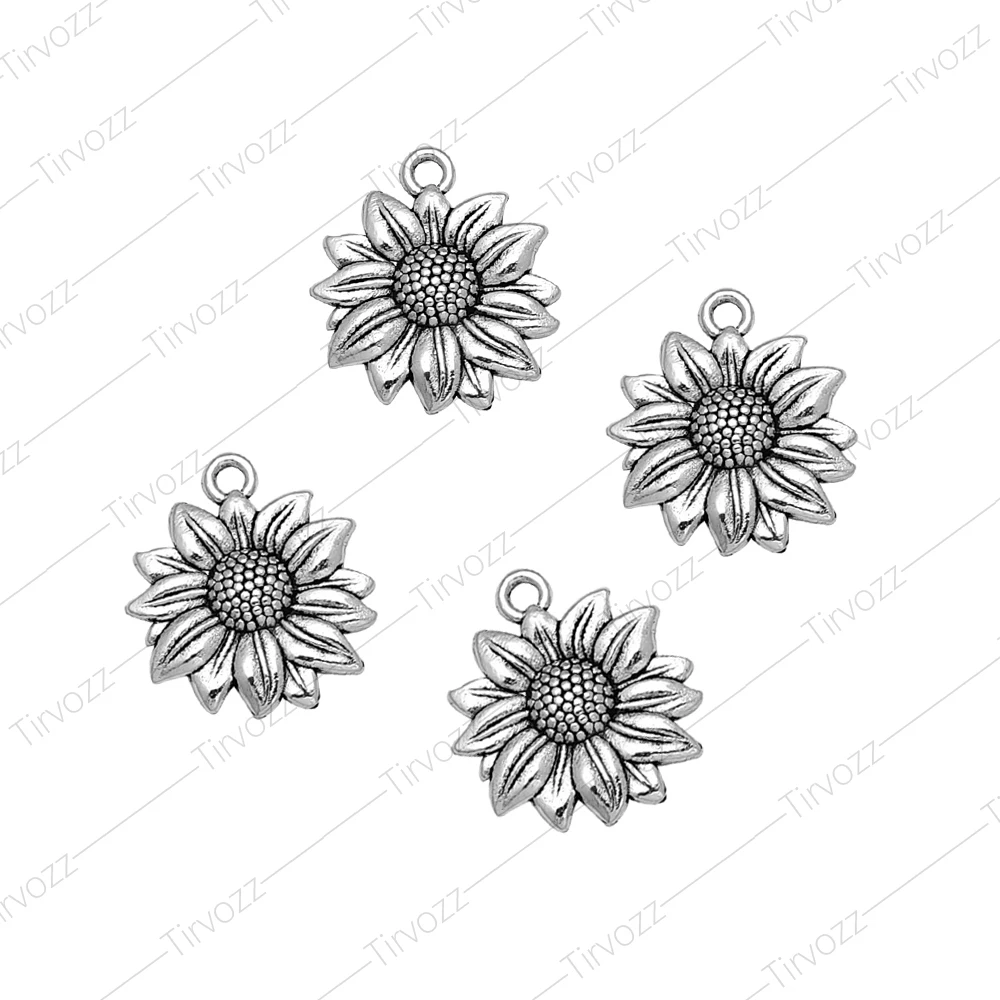 Подвеска в виде подсолнуха с покрытием антикварным серебром 12 шт./лот 19x22 мм