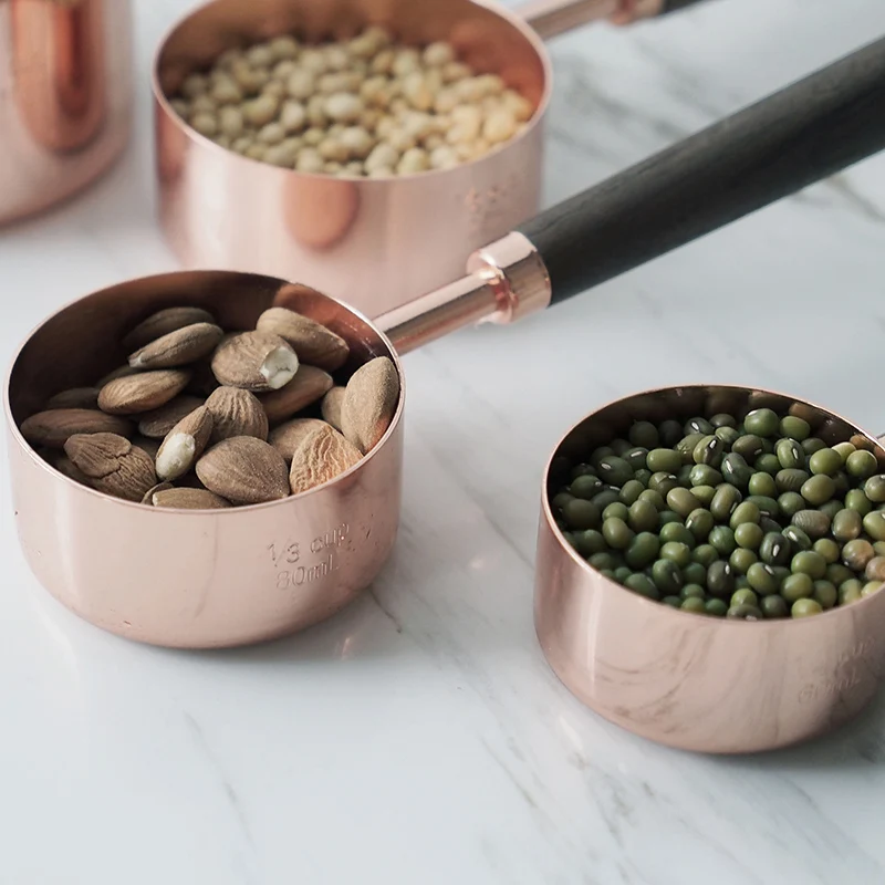 Набор из 8 медных мерных стаканчиков и ложек высококачественная нержавеющая