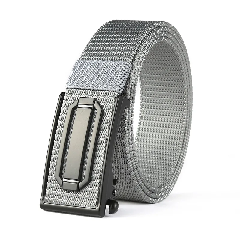 

Luxury Brand Men's Metal Automatic Buckle Thick Canvas Belt Youth Outdoor Tactical Nylon Belt Jeans Pants No Teeth and No Holes