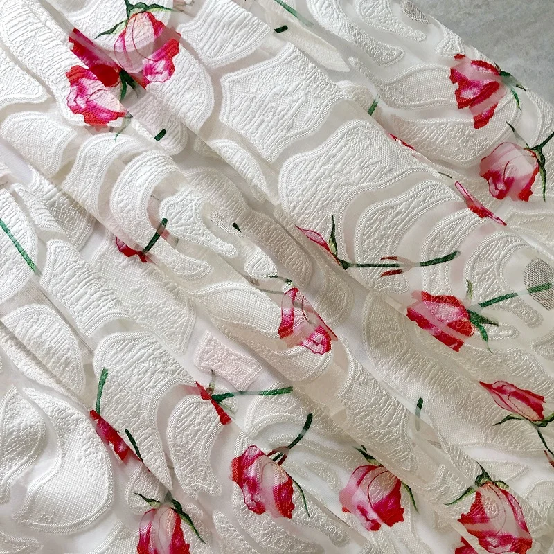 Женские юбки длиной до колена с принтом розы открытые французские романтические