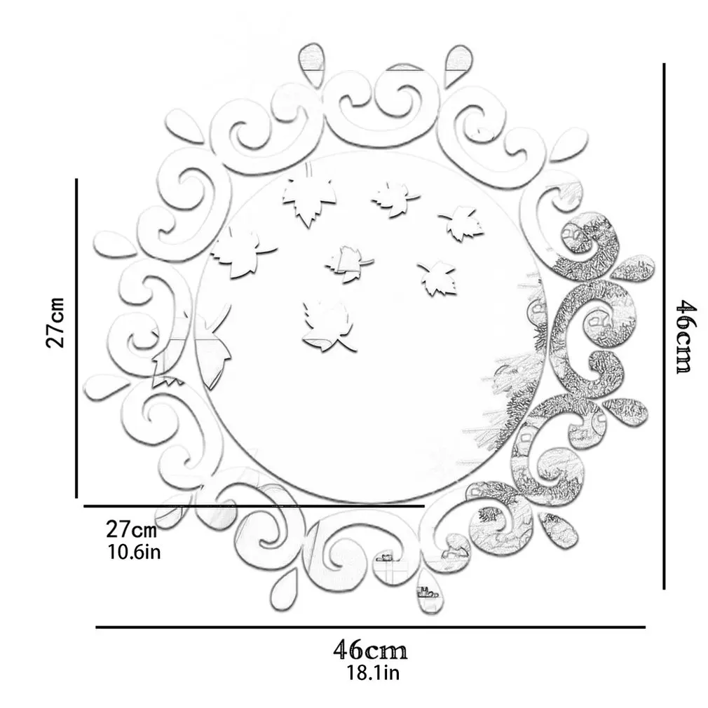 

27cm Round Dressing Table Silver Acrylic Mirror Wall Stickers DIY Art Wall Decor Wall Stickers Mirror Creative DIY Wall Sticker