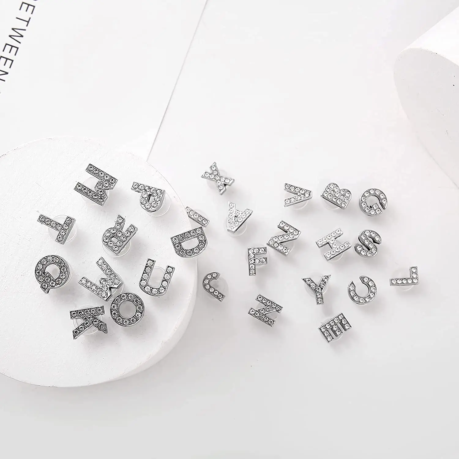 Alloy diamond Different Alphabets Numbers jibz for croc Shoe Charms Decoration for Boy and Girl