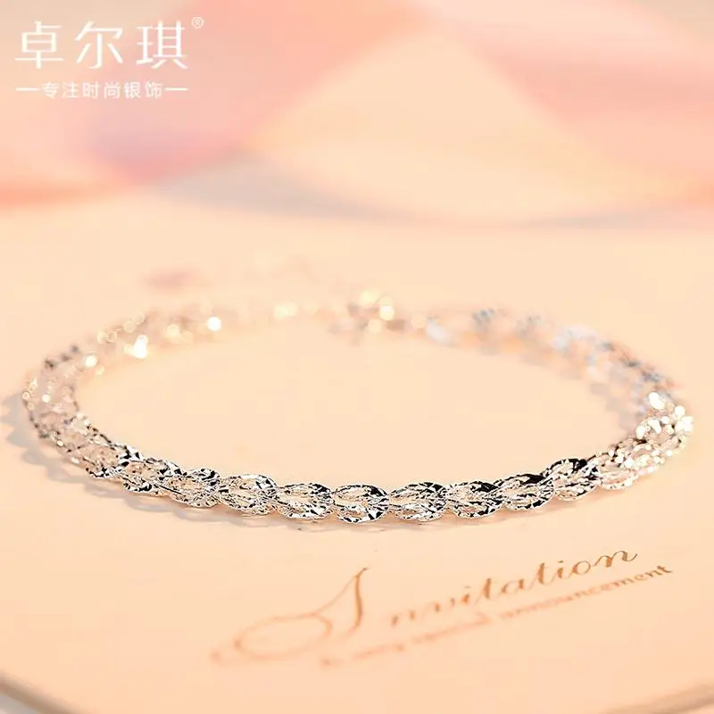 

Authentic S999 Sterling Silver Phoenix Tail Bracelet for Women Antique Retro Simple Mori Fresh Student Sister Ladybro Lettering