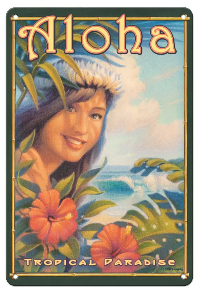 Aloha тропический рай хула девушка винтажный Гавайский постер путешествия керне