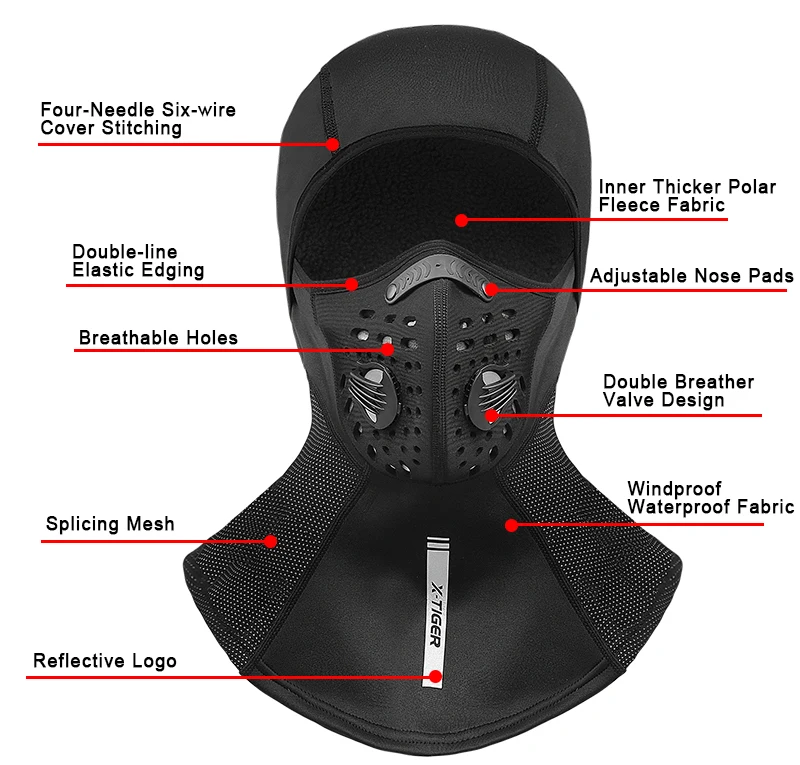 Winter Cycling Full Face Mask Fleece Thermal Bicycle Cap Windproof Anti-Dust Cycling Balaclava Skiing Skating Outdoor Hat
