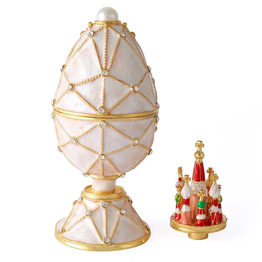 Белое яйцо QIFU Faberge с маленьким замком для сувениров|Статуэтки и миниатюры| |