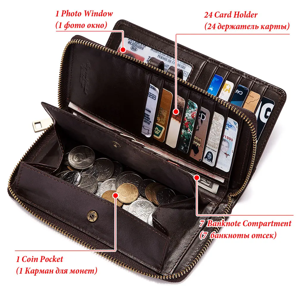 Fashion Women and Men Wallets Long Style High Quality Card Holder Male Purse Zipper Large Capacity Brand Genuine Leather Wallet | Багаж и
