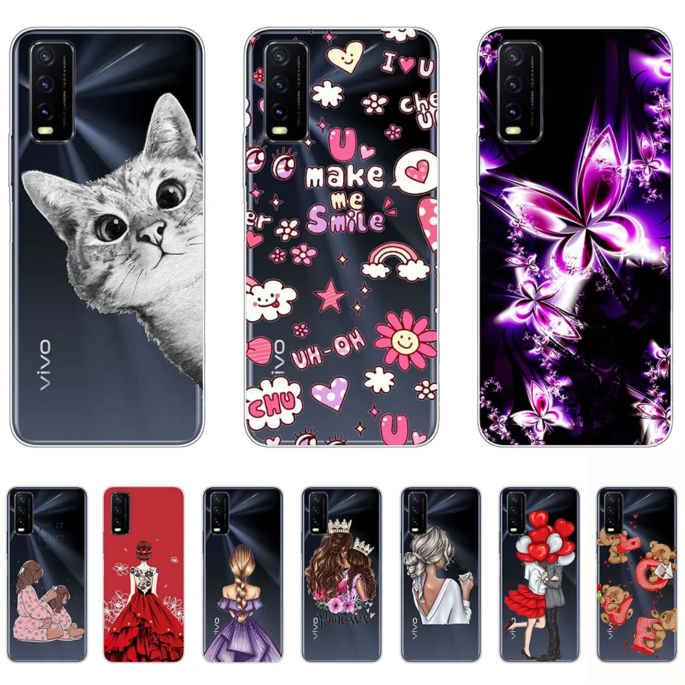 

For vivo Y20 Case Tpu Silicon Cute Women's Shell Phone Cover on vivo Y20 2021 Parent-child Personality Fundas Coque Etui Bumper