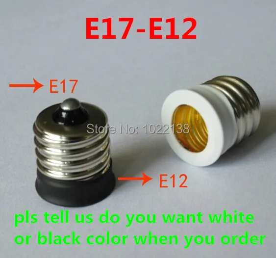 100pcs/lot E17 to E12 LED Socket Adapter Edison screw Lamp Holder bulb base E17-E12 hanging chandelier lamp base converter