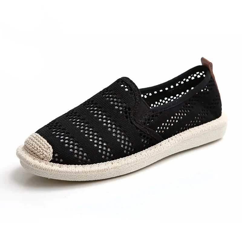 

Summer Casual Shoes Woman Black White Hollow Out Women Flat Shoes Slip-On Driving Shoes Net Cloth Flats Women Shoes XKD1130