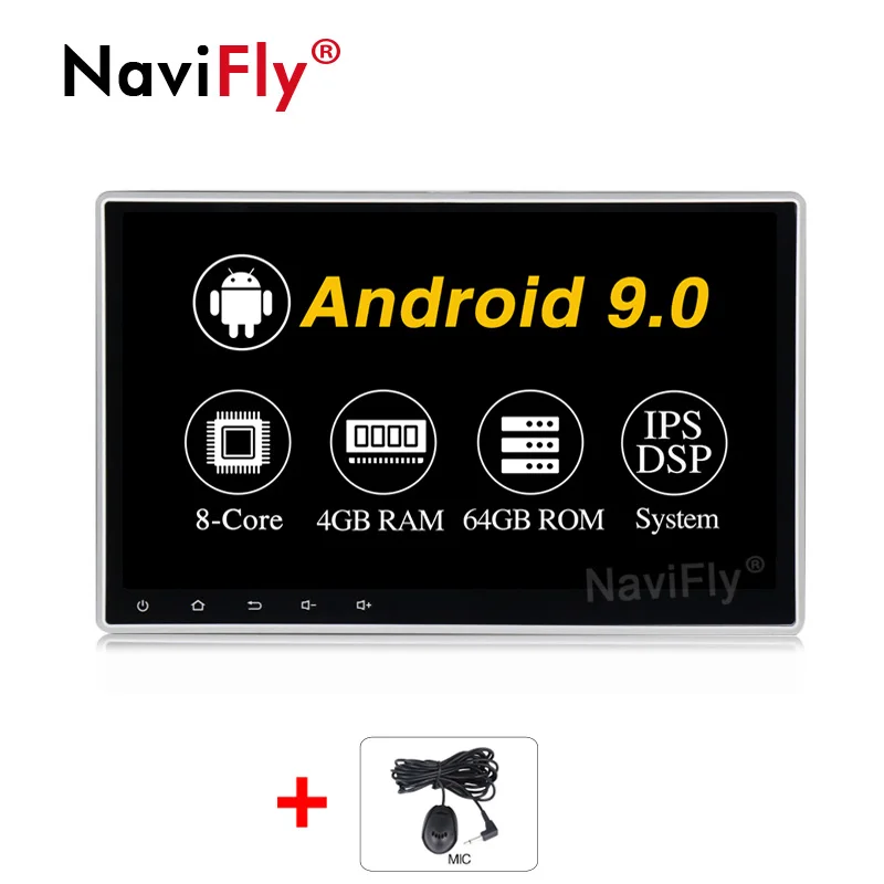 4GB-64GB-8 Core NaviFly 10,1 дюймов ips экран DSP универсальный 1 din автомагнитола Android 9 универсальный автомобильный gps навигация стерео плеер - Цвет: 4GB-64GB-8 Core