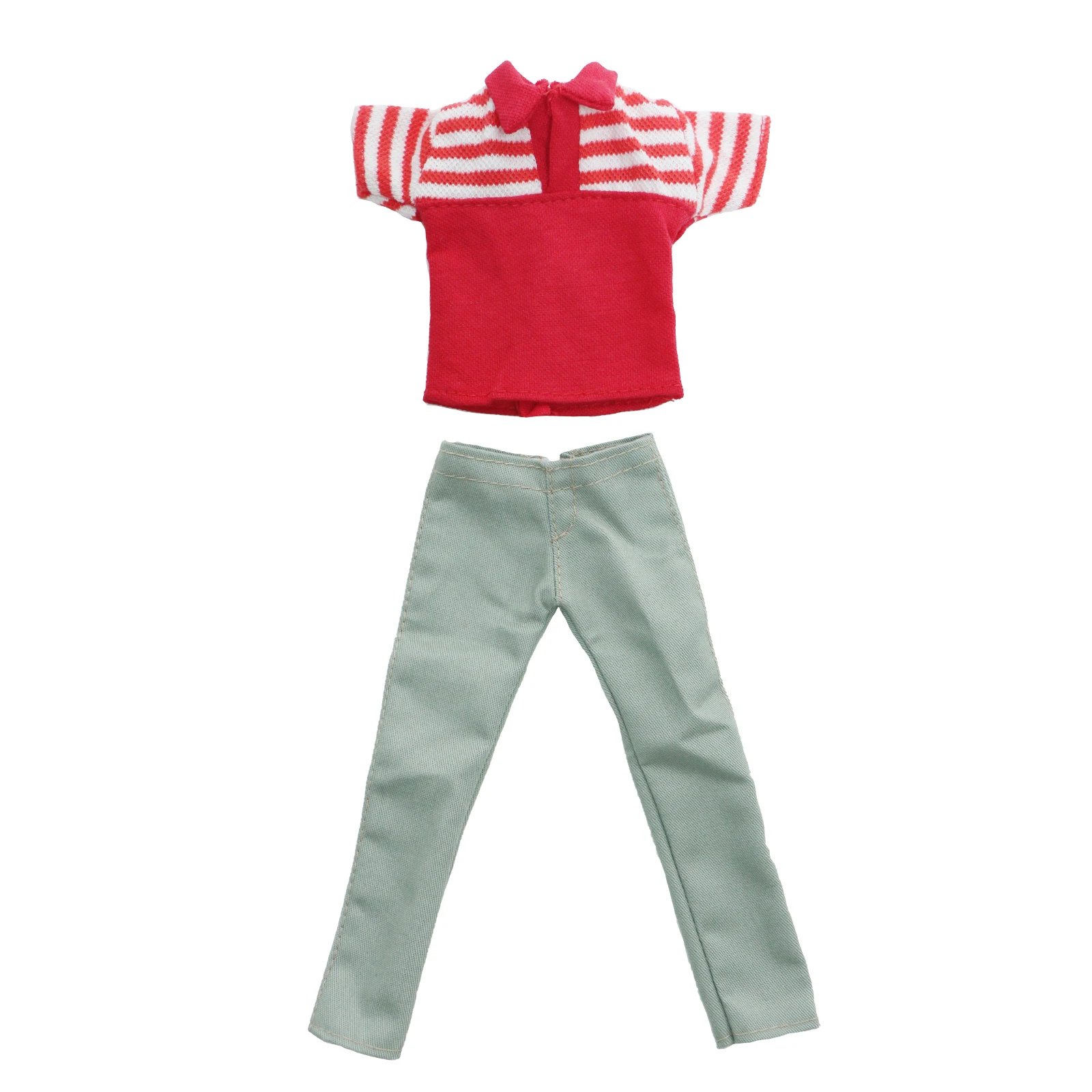 Набор мужской наряд Красная рубашка в полоску короткий рукав серые брюки одежда для куклы Барби Кен аксессуары детская игрушка.
