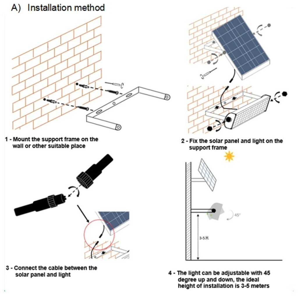 Уличная Светодиодная лампа на солнечной батарее с дистанционным управлением