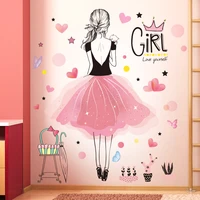 shijuehezi cartoon girl wall stickers vinyl diy baby bedroom mural decals for kids rooms children nursery home decoration