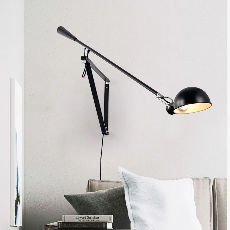 

Nordic Art Deco Wall Lamp Iron Led Wall+lamps for Living Room Light Fixture Sconces Wall Light Rotatable Long Arm E27 Wall Lamp