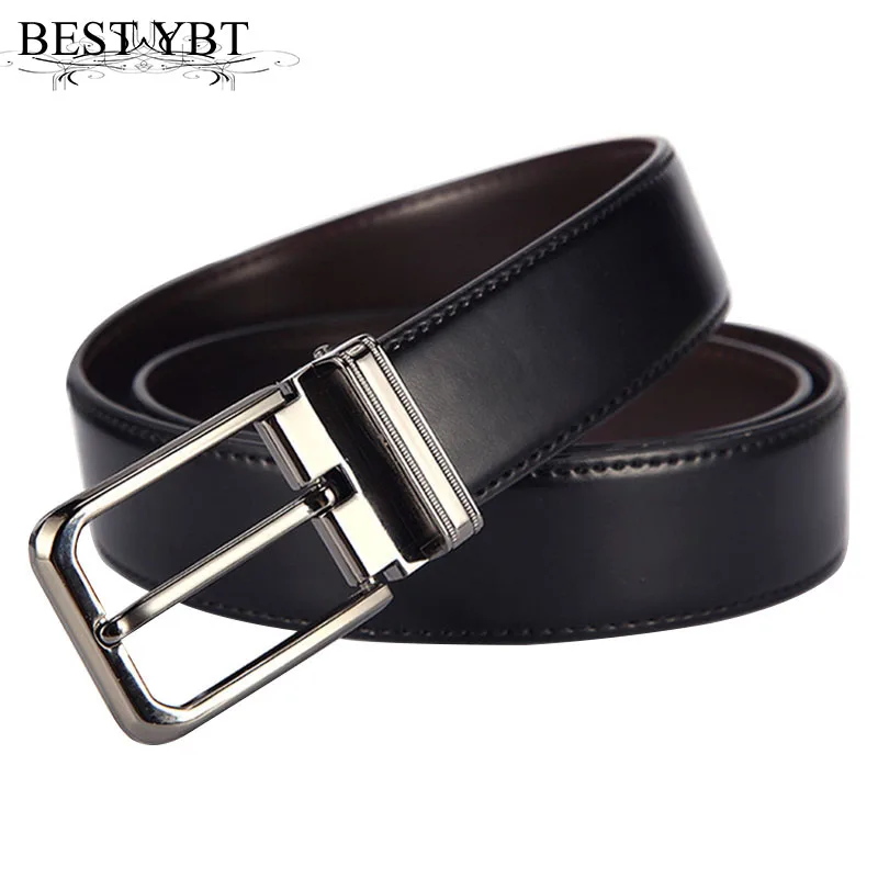 Best YBT Imitation Leather Men's Belt Alloy Pin Buckle Fashion Luxury Brand Business Wild Double-sided Casual Belts For Jeans