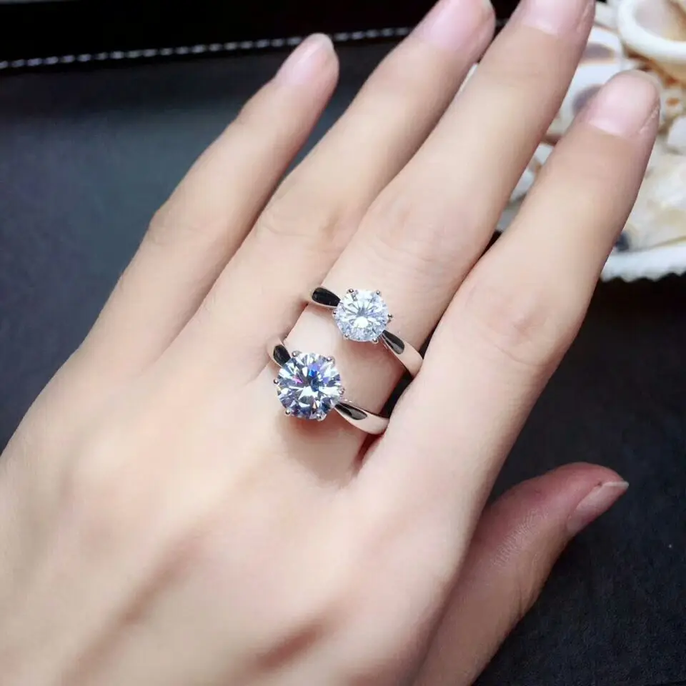 

MeiBaPJ 1/2 Carats Moissanite Gemstone Classic 6 Claw Simple Ring for Women Real 925 Sterling Silver Charm Fine Wedding Jewelry
