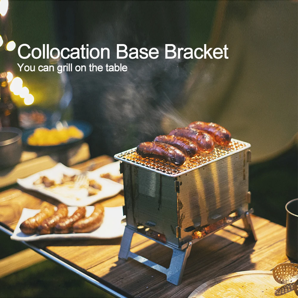 

Foldable Camping Stove Barbecue Grill Stainless Steel / Titanium BBQ Stove Wood Stove Outdoor Camping Equipment Cookware