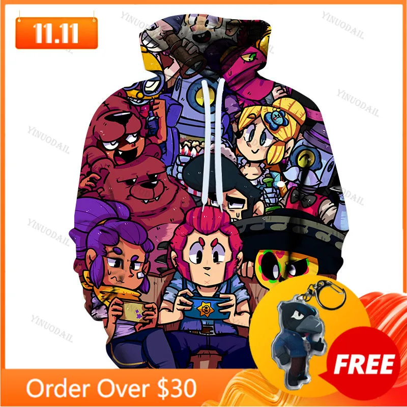 Детская толстовка POCO Crow Shooter с капюшоном стрельба игра шипами 3D толстовки Топы