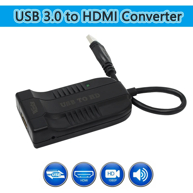 Купи USB концентратор к HDMI USB 3, 0 к HDMI HD 1080P видео кабель адаптер конвертер для ПК ноутбука HDTV монитор за 1,500 рублей в магазине AliExpress