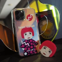 yayoi kusama phone case transparent sided laser for iphone 13 12 11 pro max mini xr x xs 7 8 plus se cover cartoon with stand