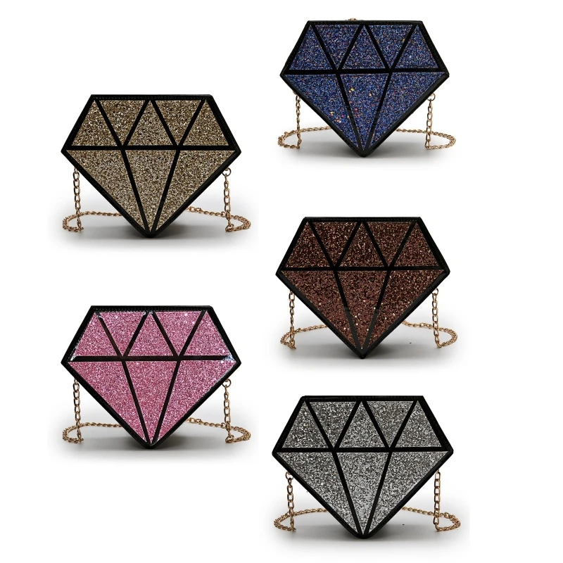 

Fashion Sequins Diamond Shape PU Leather Shoulder Crossbody Bag Chain Satchel