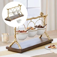 snack bowl stand organizer with removable basket holder gold oak branch resin rack for cakes fruit desktop kitchen wedding