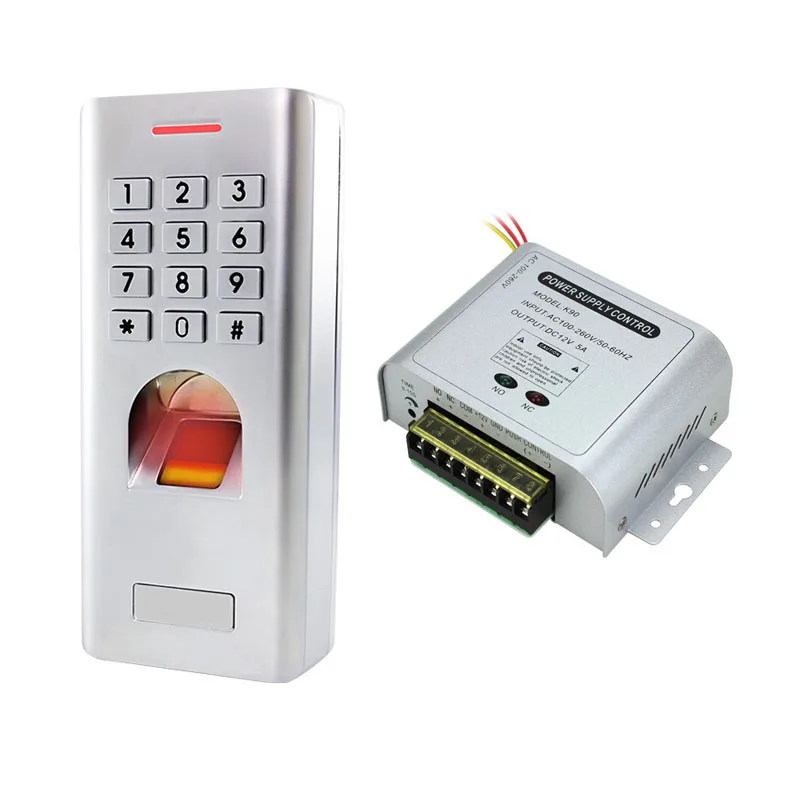 with metal power box IP66 1000 пользователей автономный считыватель отпечатков пальцев с клавиатурой контроля доступа с адаптером питания 12 В 5a для дверного замка Открывания Ворот - Цвет: with metal power box